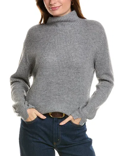 Forte Cashmere Fashioned Rib Funnel Neck Wool & Cashmere-blend Sweater In Grey