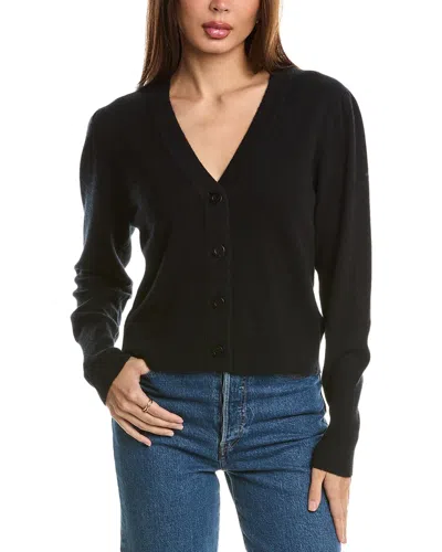 Forte Cashmere Fitted Button Cashmere Cardigan In Black