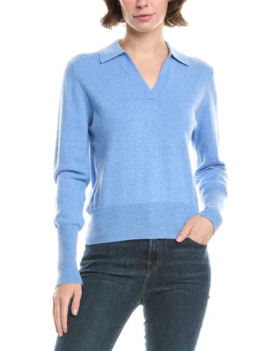 Forte Cashmere Fitted Cashmere Polo Sweater In Blue