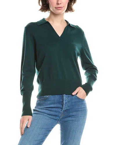 Forte Cashmere Fitted Cashmere Polo Sweater In Green