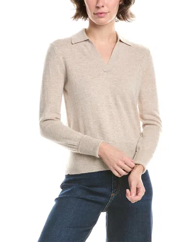 Forte Cashmere Split Neck Cashmere Polo Sweater In Brown