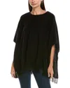 Forte Cashmere Fringe Cashmere Poncho In Black