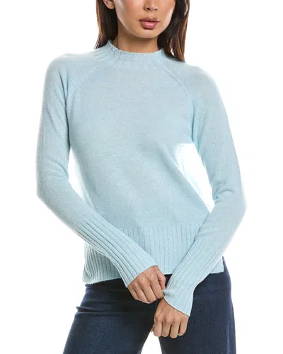 Forte Cashmere Funnel Neck Cashmere Sweater In Blue