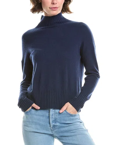 Forte Cashmere Funnel Neck Cashmere Sweater In Blue
