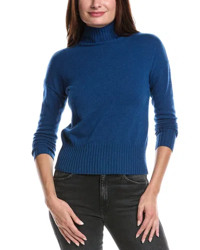 Forte Cashmere Funnel Neck Cashmere Sweater In Blue