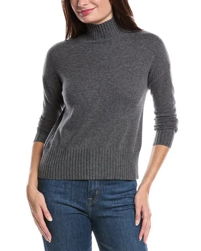 Forte Cashmere Funnel Neck Cashmere Sweater In Gray