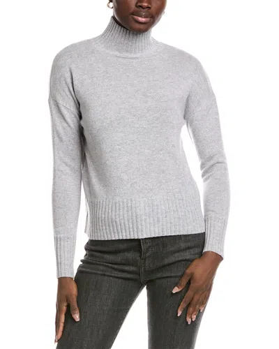 Forte Cashmere Funnel Neck Cashmere Sweater In Gray