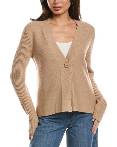 Forte Cashmere Garter & Rib Cardigan In Brown
