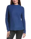 Forte Cashmere Garter Funnel Neck Sweater In Blue