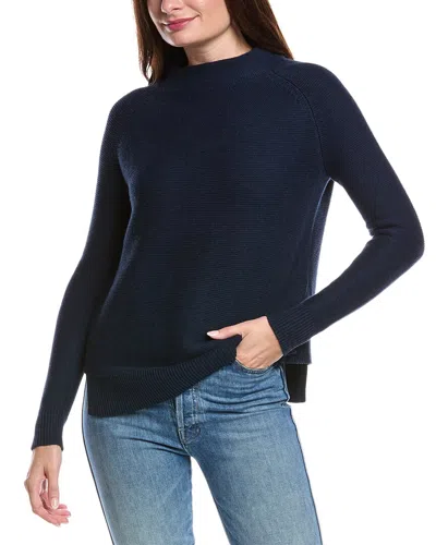 Forte Cashmere Garter Funnel Neck Sweater In Blue