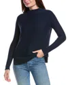 Forte Cashmere Garter Funnel Neck Sweater In Blue