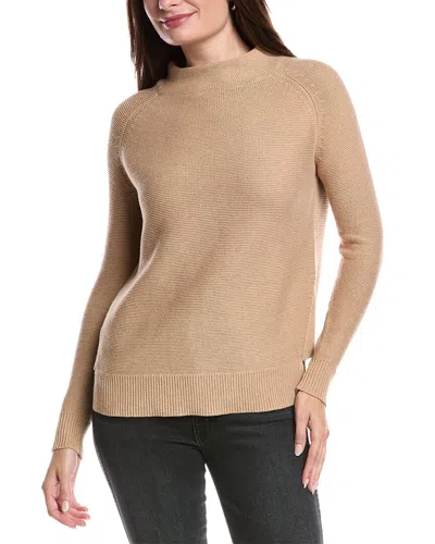 Forte Cashmere Garter Funnel Neck Sweater In Brown