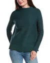 Forte Cashmere Garter Funnel Neck Sweater In Green