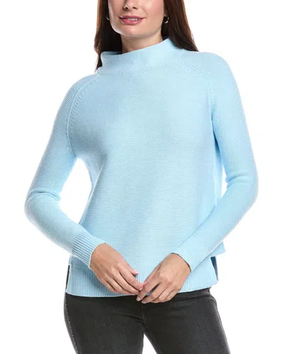 Forte Cashmere Garter Funnel Sweater In Blue