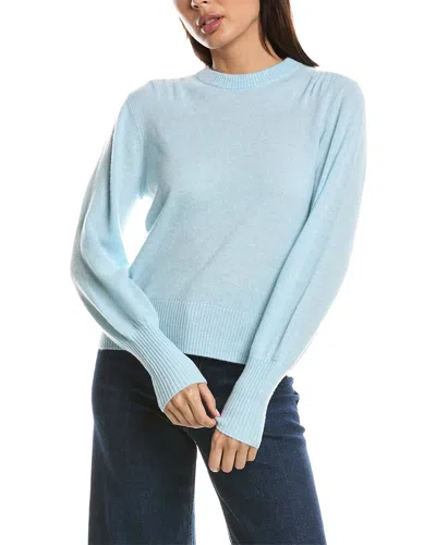 Forte Cashmere Gathered Shoulder Crewneck Cashmere Sweater In Blue