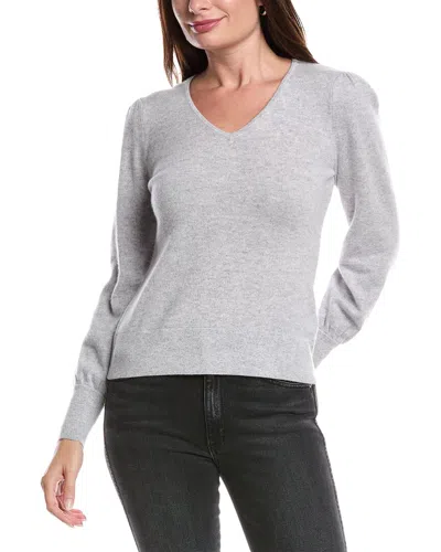 Forte Cashmere Gathered Sleeve Cashmere Sweater In Gray