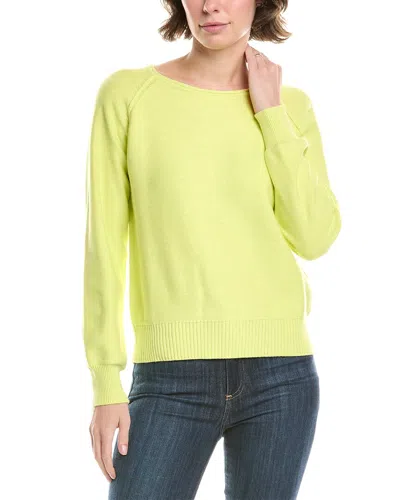 Forte Cashmere Gathered Sleeve Raglan Pullover In Yellow