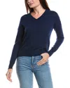 Forte Cashmere Gathered Sleeve V-neck Cashmere Sweater In Blue