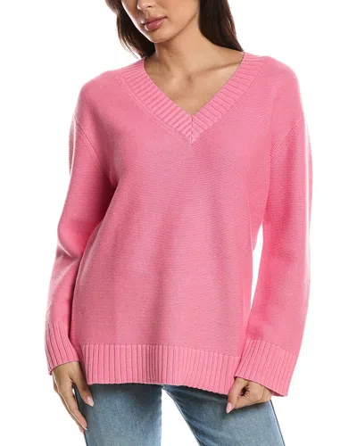 Forte Cashmere Gathered V-neck Sweater In Pink