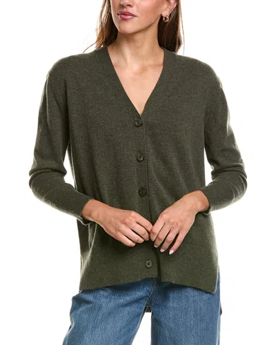Forte Cashmere Hi Low Easy Button 100% Cashmere Cardigan In Blue