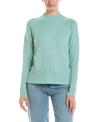 Forte Cashmere Hi Low Rib Trim Funnel Neck Cashmere Sweater In Green