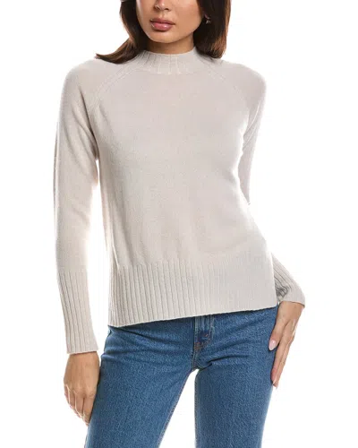 Forte Cashmere Hi Low Rib Trim Funnel Neck Cashmere Sweater In Neutral