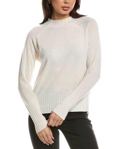 Forte Cashmere Hi Low Rib Trim Funnel Neck Cashmere Sweater In Neutral