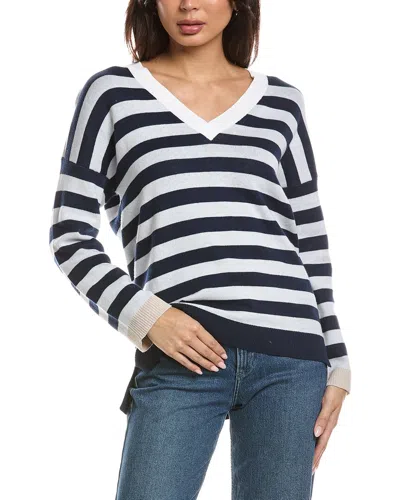 Forte Cashmere High-low Stripe Cashmere-blend Sweater In Multi