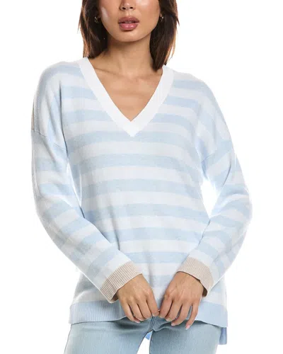 Forte Cashmere High-low Stripe Cashmere-blend Sweater In Multi