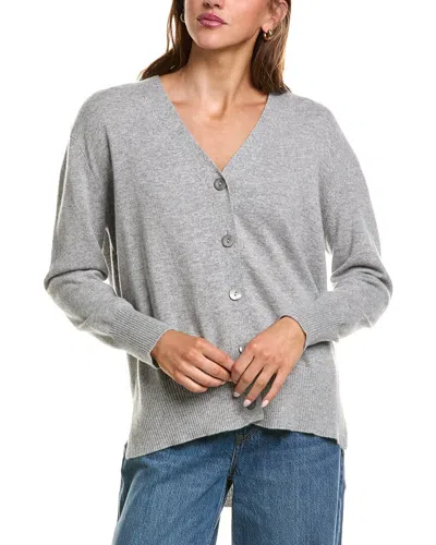 Forte Cashmere Hi-low Easy Button 100% Cashmere Cardigan In Gray