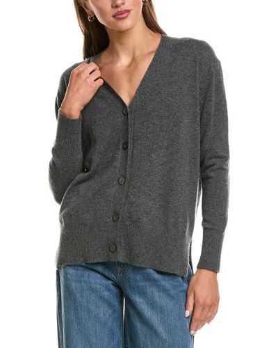 Forte Cashmere Hi-low Easy Button 100% Cashmere Cardigan In Gray
