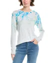 Forte Cashmere Island Floral Sweater In Blue
