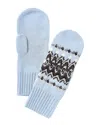 Forte Cashmere Jacquard Cashmere Mittens In Blue