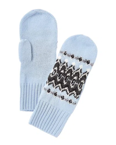 Forte Cashmere Jacquard Cashmere Mittens In Blue
