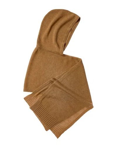 Forte Cashmere Jersey Hooded Cashmere Scarf In Brown