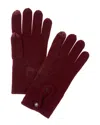 Forte Cashmere Keyhole Cashmere Gloves In Red
