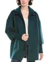 Forte Cashmere Knit Insert Zip Mock Wool & Cashmere-blend Coat In Green