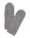 Forte Cashmere Linear Crystal Rib Cashmere Mittens In Gray