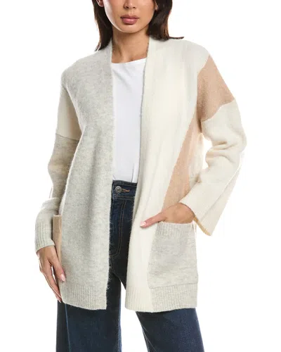 Forte Cashmere Lofty Colorblock Alpaca-blend Cardigan In Brown