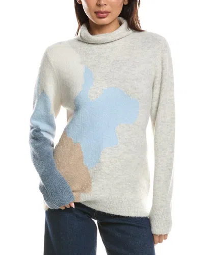 Forte Cashmere Lofty Intarsia Funnel Neck Alpaca-blend Sweater In Multi