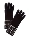 Forte Cashmere Lurex Detail Cashmere Gloves In Black