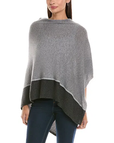 Forte Cashmere Lurex Stripe Cashmere Poncho In Grey