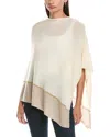 Forte Cashmere Border Stripe Cashmere Poncho In Neutral