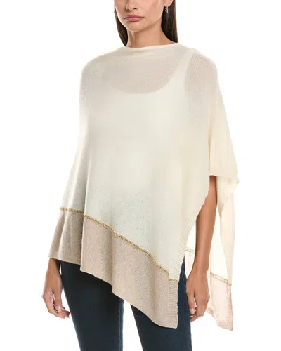 Forte Cashmere Lurex Stripe Cashmere Poncho In White