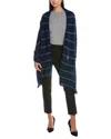 Forte Cashmere Lurex Stripe Cashmere Wrap In Blue