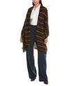 Forte Cashmere Lurex Stripe Cashmere Wrap In Brown