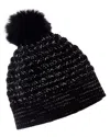 Forte Cashmere Lurex Textured Wool & Cashmere-blend Hat In Black