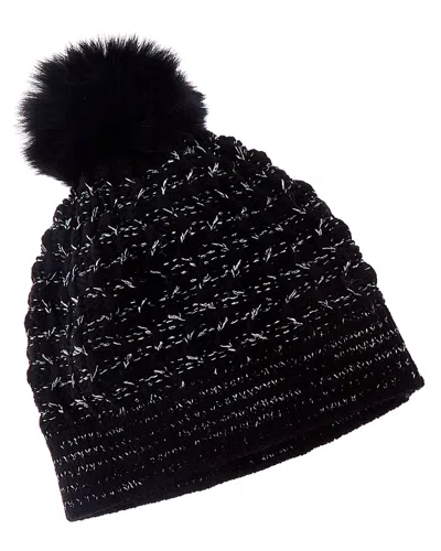 Forte Cashmere Lurex Textured Wool & Cashmere-blend Hat In Black