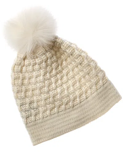 Forte Cashmere Lux Cable Pompom Wool & Cashmere-blend Hat In White