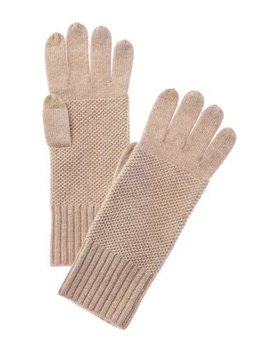 Forte Cashmere Lux Textured Cashmere Gloves In Green